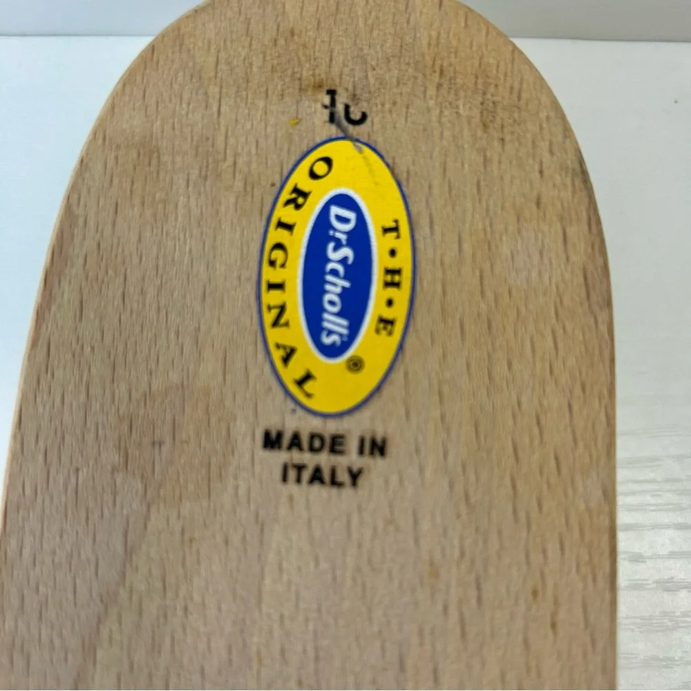 Dr Scholl’s Vintage Blue & White Hawaiian Hibiscus Silver Buckle Sandal Size 10 - Picture 9 of 14